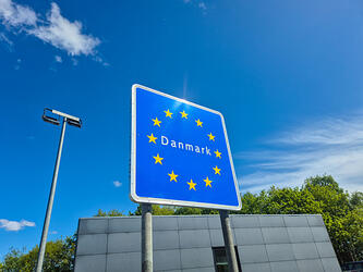 blue Denmark border sign